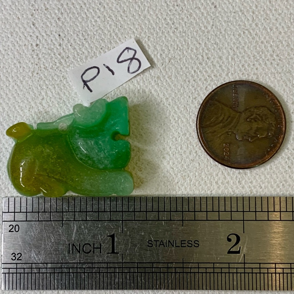 Green Honey Yellow Burma Jade Jadeite Pixiu Pendant Dragon Mythical Beast 1.1" - Picture 13 of 15